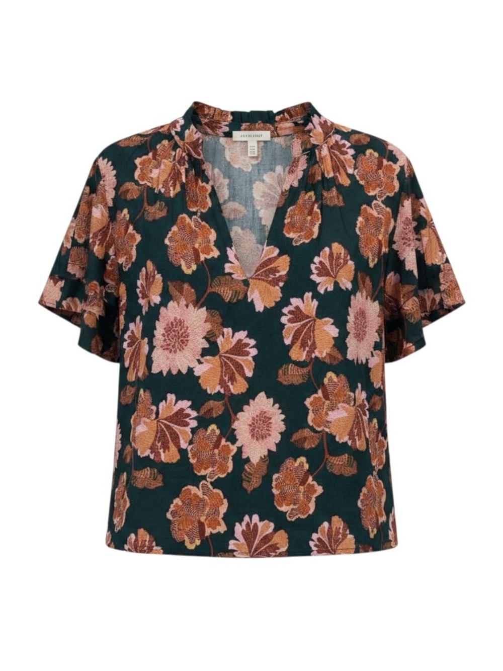 Birds of Paradis by Trovata Lily Carnation Print Blouse Navy Pink - Picture 2 of 4
